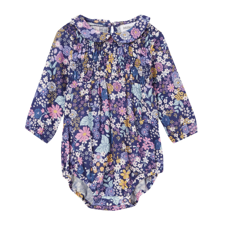 Milky Shirred Playsuit - Winter Bouquet