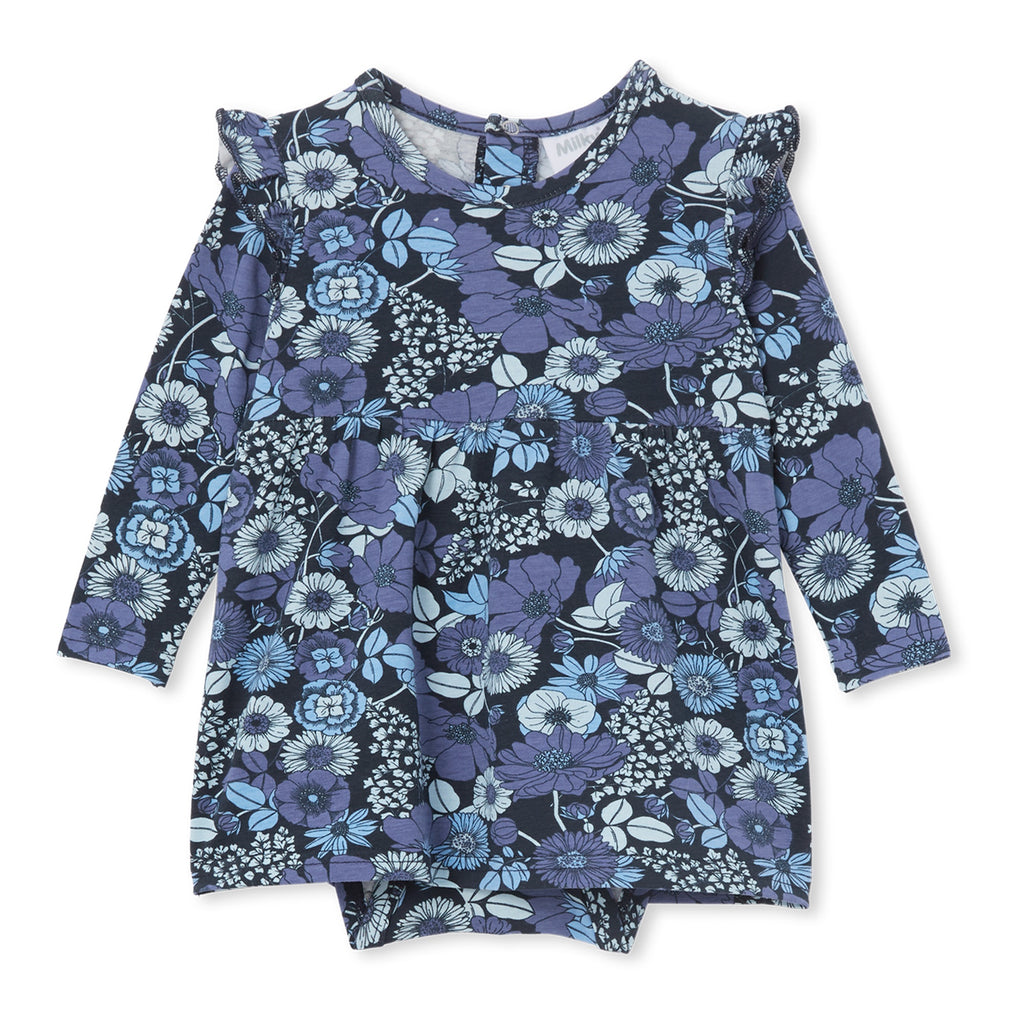 Milky Frill Baby Dress - Indigo
