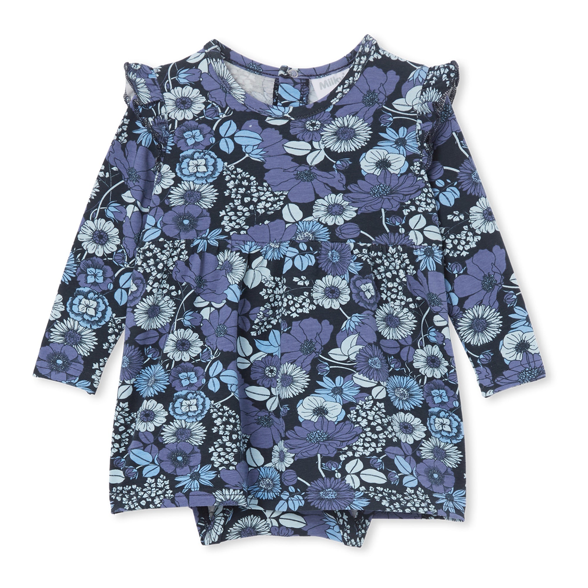 Milky Frill Baby Dress - Indigo