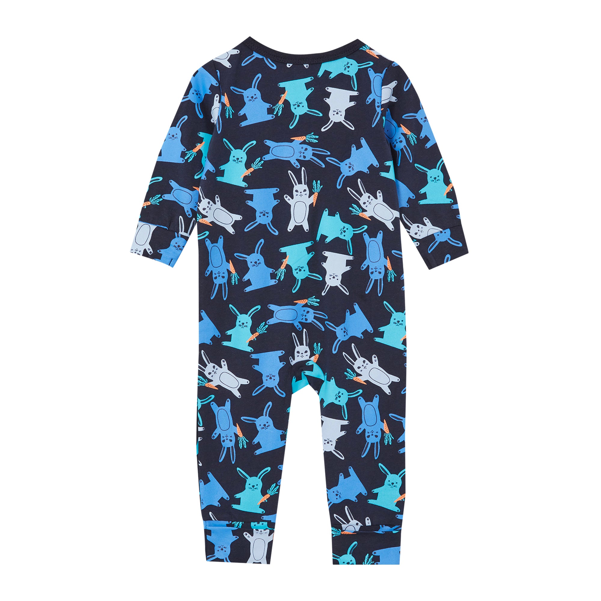 Milky Zip Romper - Navy Bunny