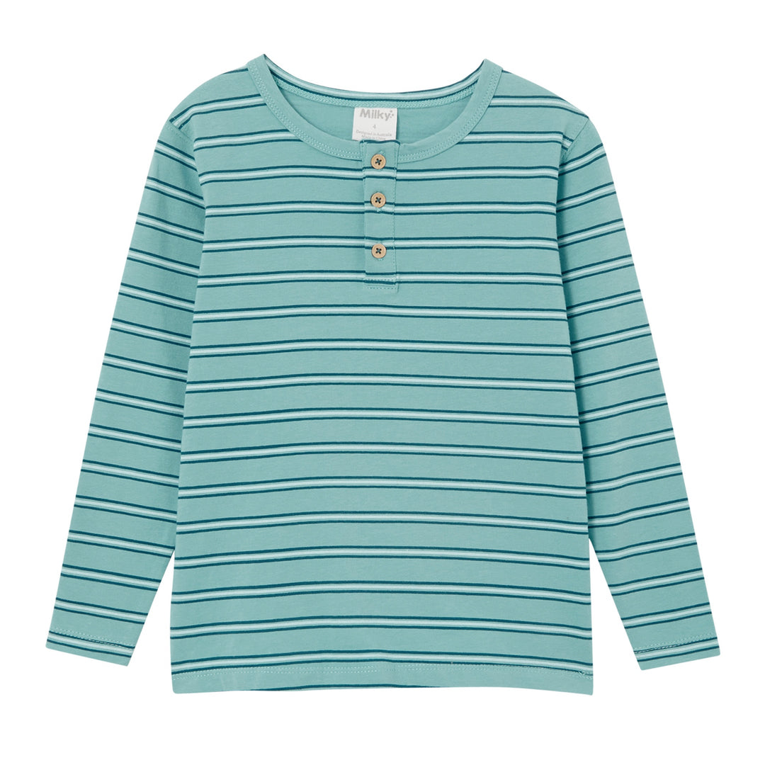 Milky Green Stripe - Henley