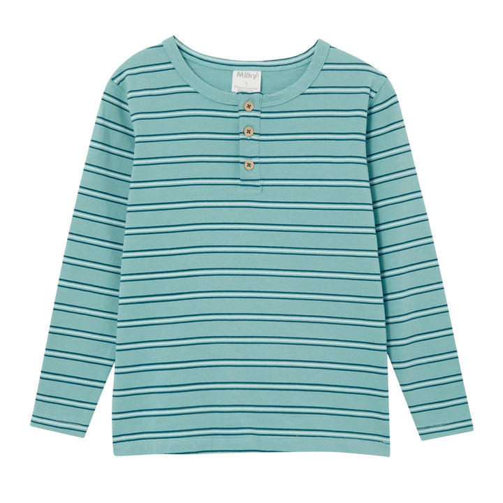 Milky Green Stripe - Henley