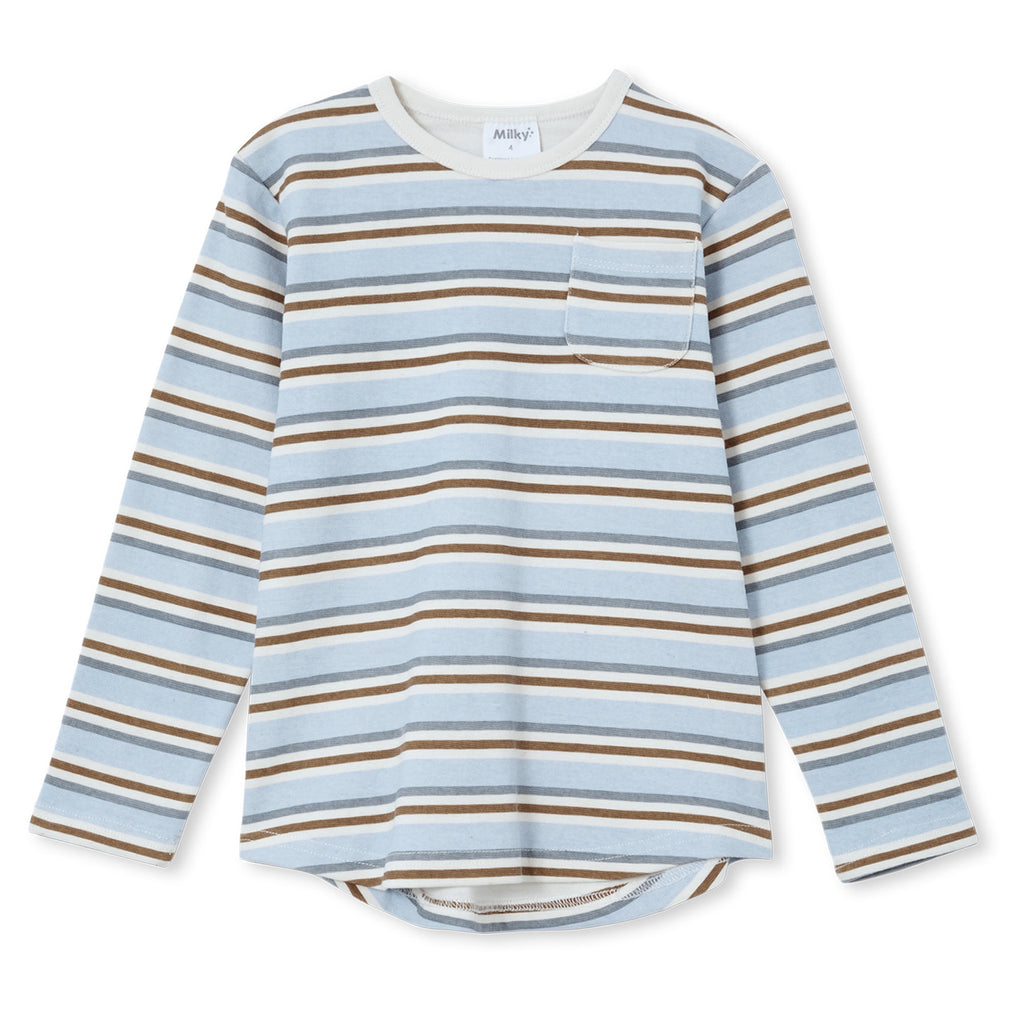 Milky Long Sleeve Pocket Tee - Vintage Stripe