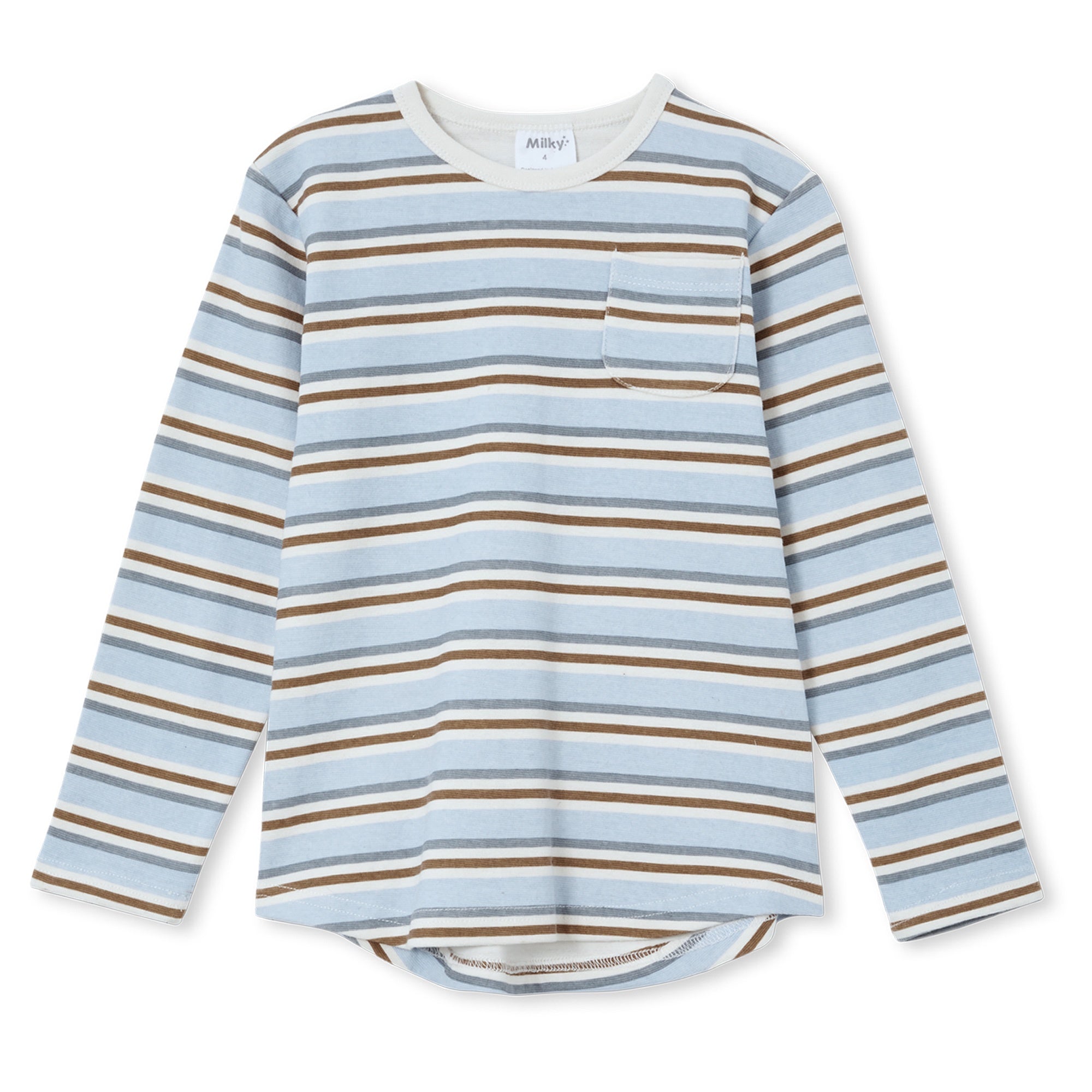 Milky Long Sleeve Pocket Tee - Vintage Stripe