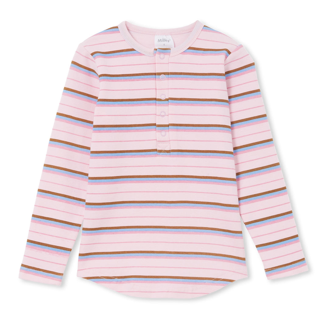 Milky Henley - Pink Stripe