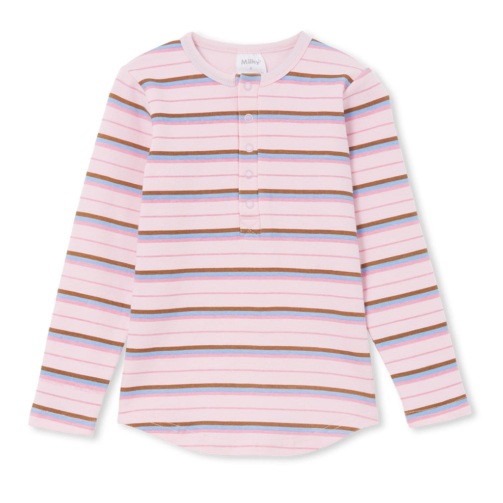 Milky Henley - Pink Stripe