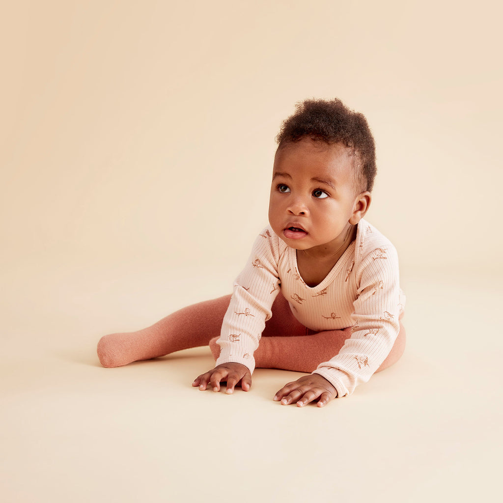 Knitted Legging with Feet - Cream Tan