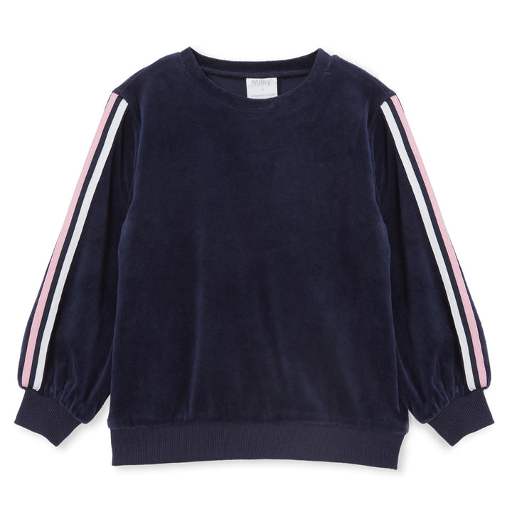 Milky Velour Detail Sweat - Navy