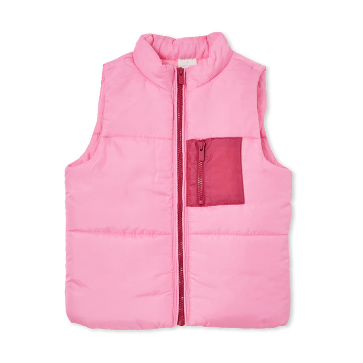 Milky Pocket Puffer Vest - Pink