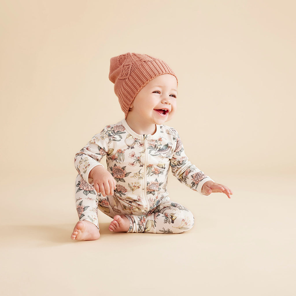 Knitted Cable Hat - Cream Tan