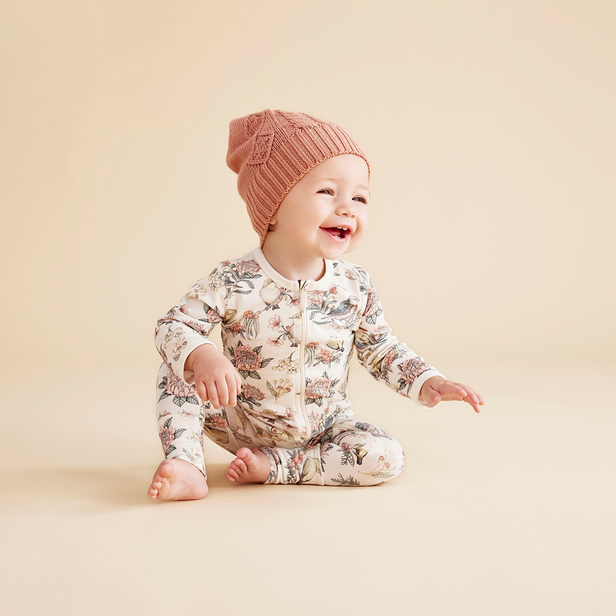 Knitted Cable Hat - Cream Tan