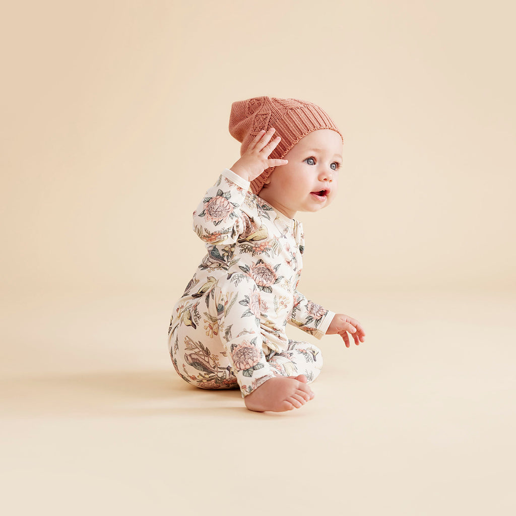 Knitted Cable Hat - Cream Tan