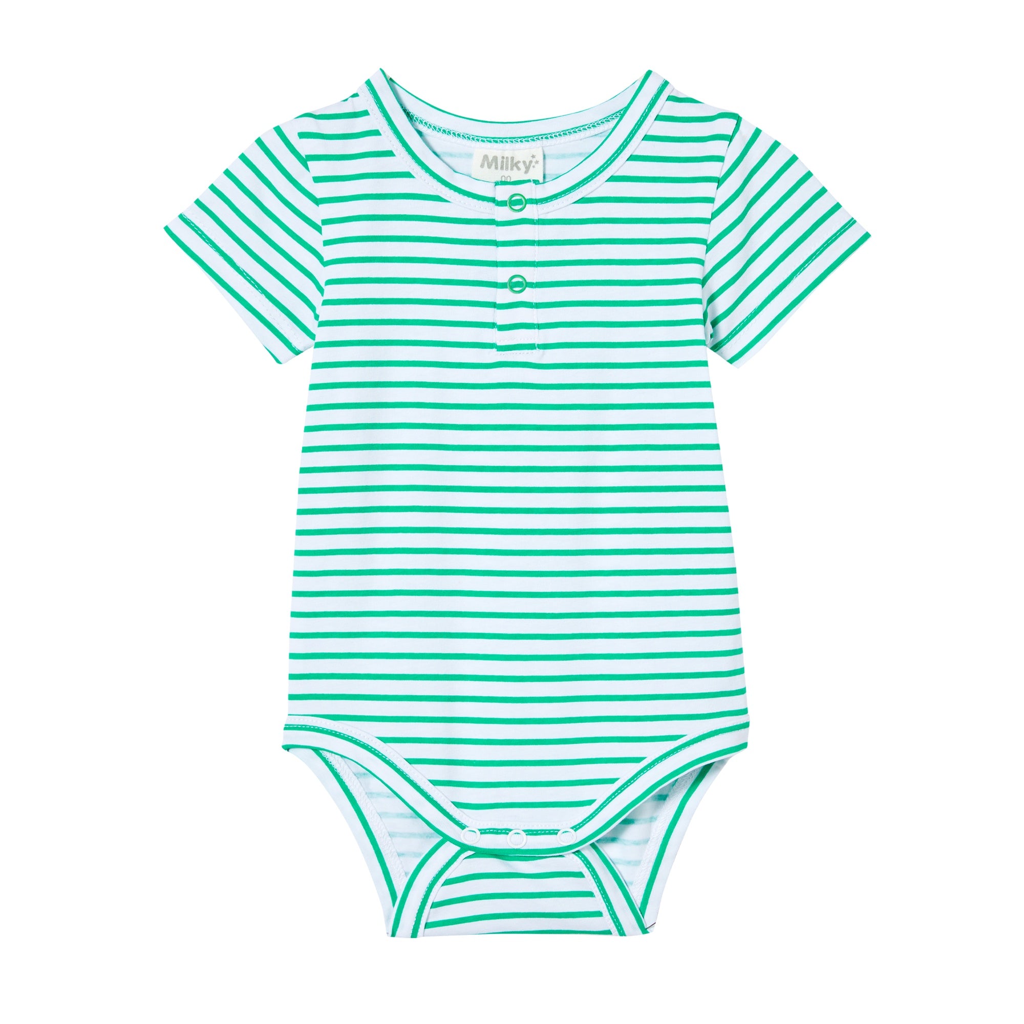Milky Green Stripe Bubbysuit - Green Mini Stripe