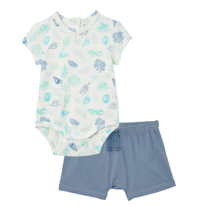 Milky Seashells Baby Set - Off White / Cool Green