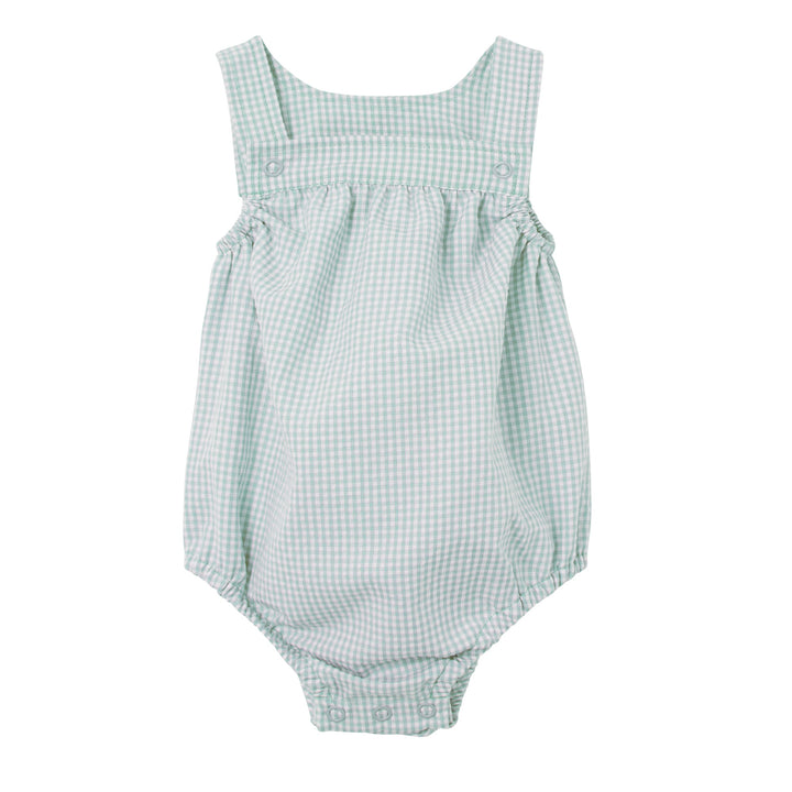 Milky Check Playsuit - Cool Green