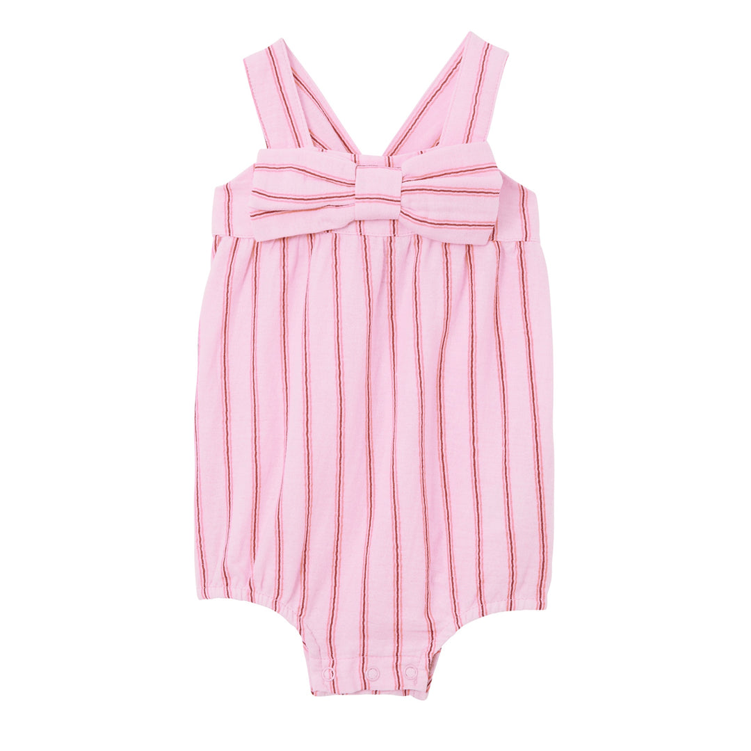 Milky Ruby Stripe Cotton Playsuit - Pastel Pink