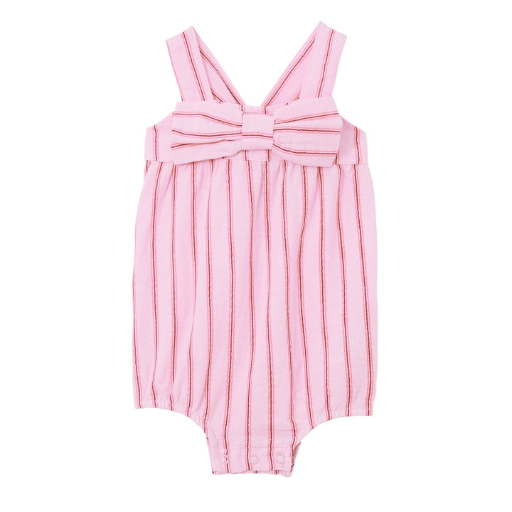 Milky Ruby Stripe Cotton Playsuit - Pastel Pink