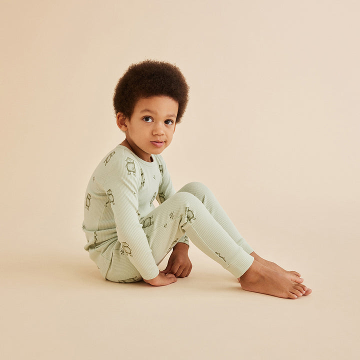 Wilson and Frenchy Organic Rib Long Sleeve Pyjamas - Bear Hug