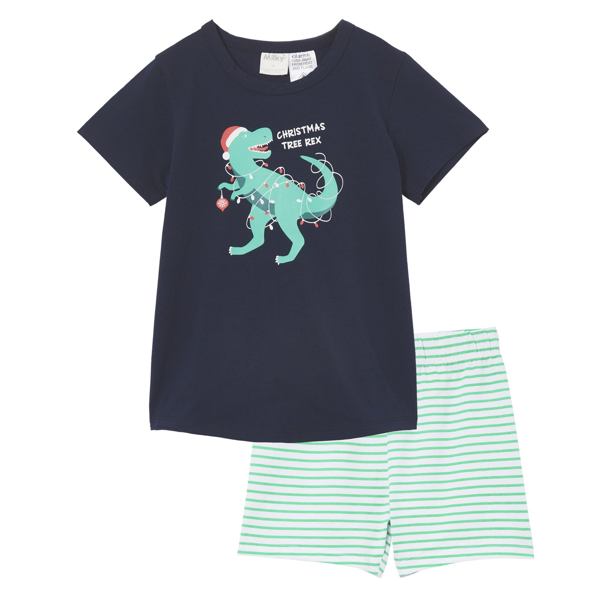 Milky Christmas Tree Rex Pyjamas - Silver Marle