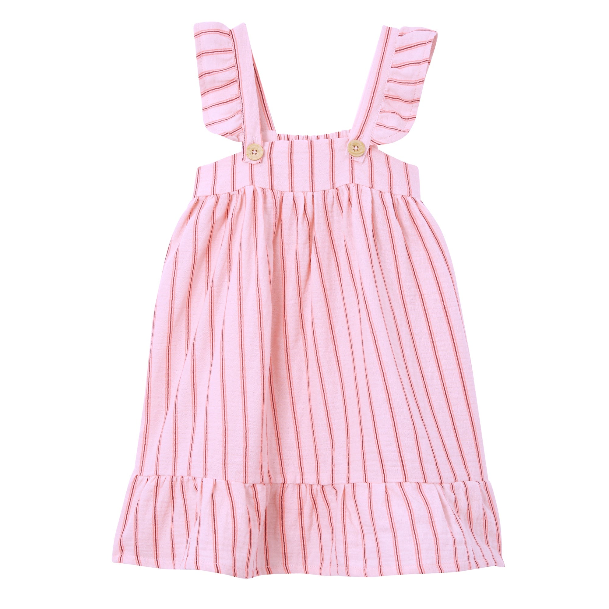 Milky Ruby Stripe Cotton Dress - Pastel Pink