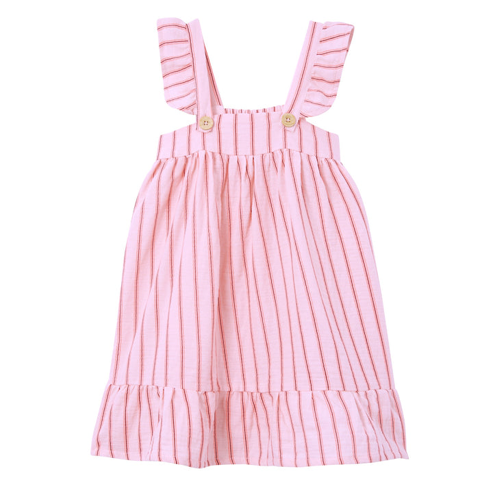 Milky Ruby Stripe Cotton Dress - Pastel Pink
