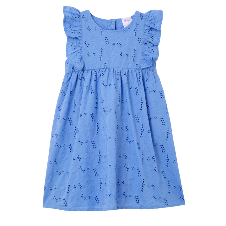 Milky Cornflower Broderie Dress - Cornflower