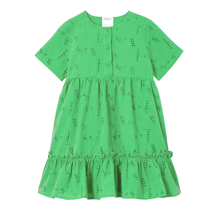 Milky Green Broderie Dress - Irish Green