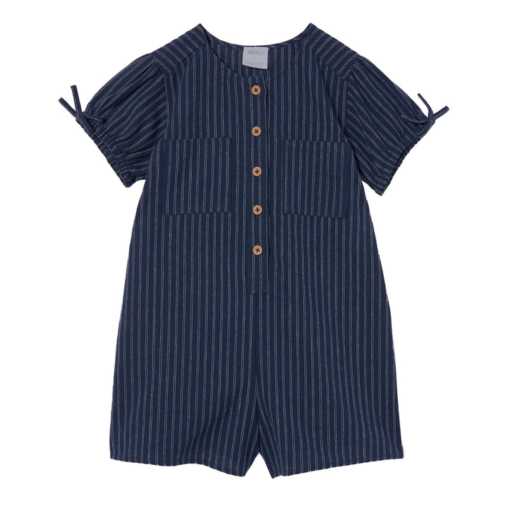 Milky Navy Stripe Linen Playsuit