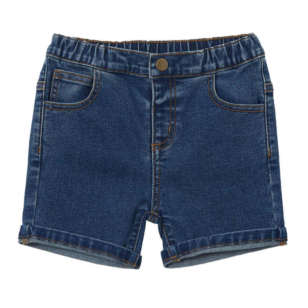 Milky Stone Wash Denim Short - Mid Wash Denim