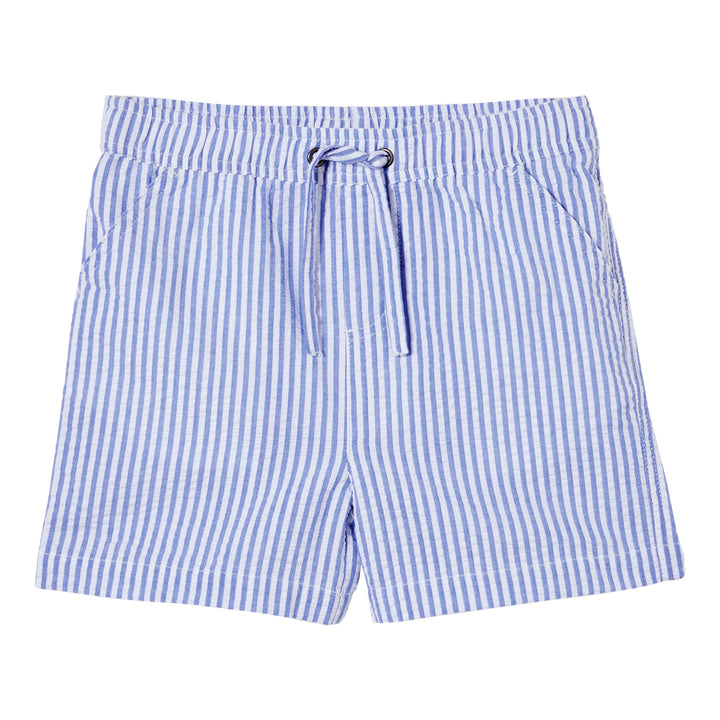 Milky Yacht Stripe Poplin Cotton Short - Blue Stripe