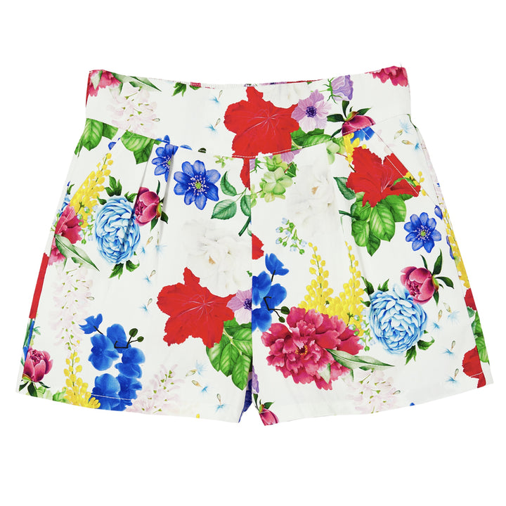 Milky Hibiscus Poplin Short - White