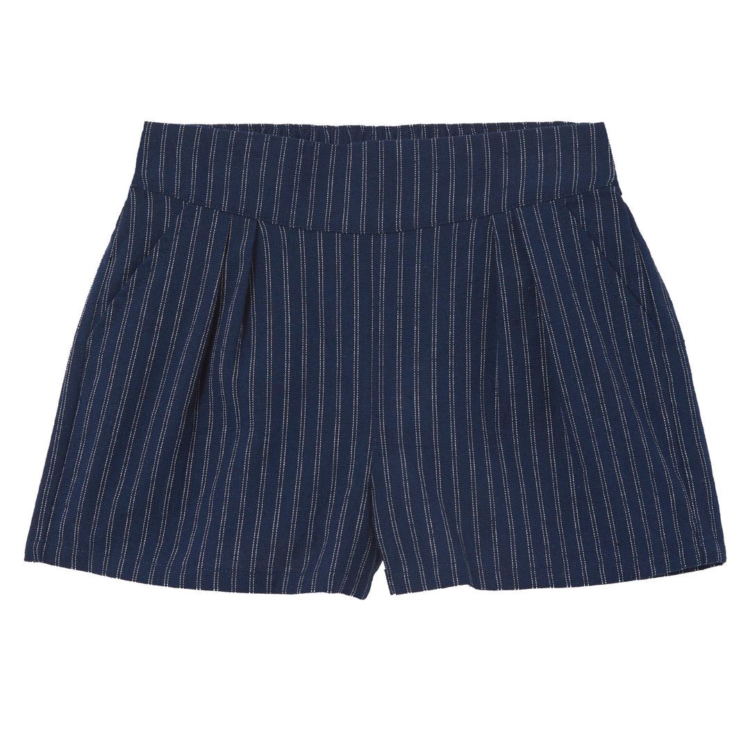 Milky Navy Stripe Linen Girls Short