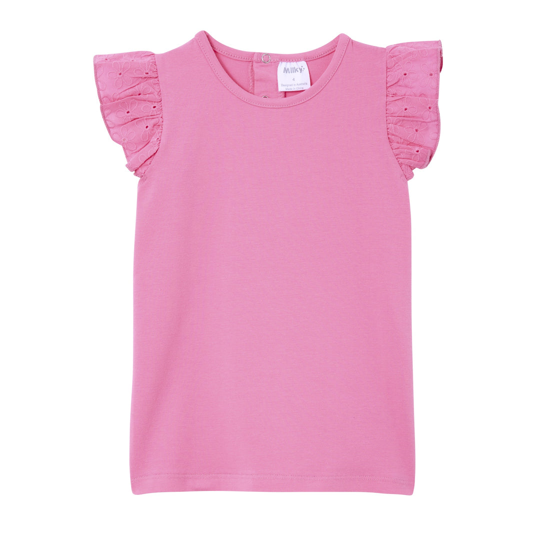 Milky Pink Sachet Broderie Frill Tee