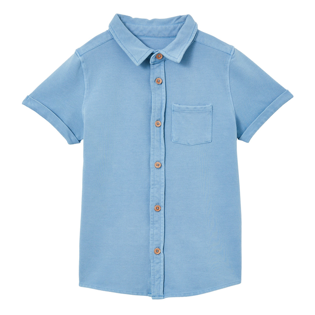 Milky Blue Pique Shirt - Surf Blue