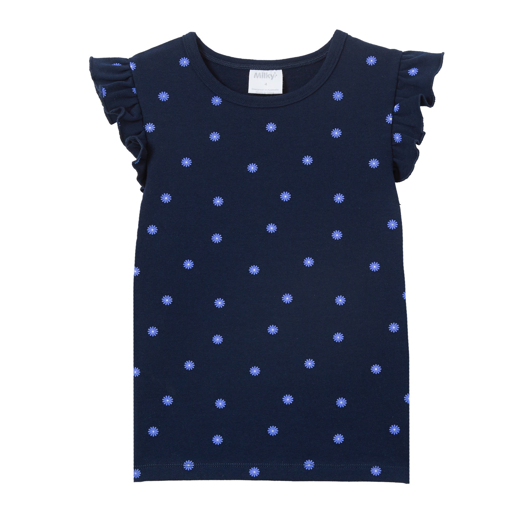 Milky Navy Frill Tee - Midnight Blue