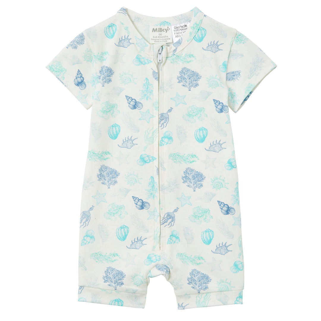 Milky Seashells Zip Romper - Off White