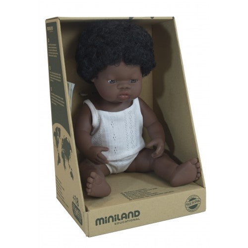 Miniland Anatomically Correct Baby Doll African Girl 38 cm