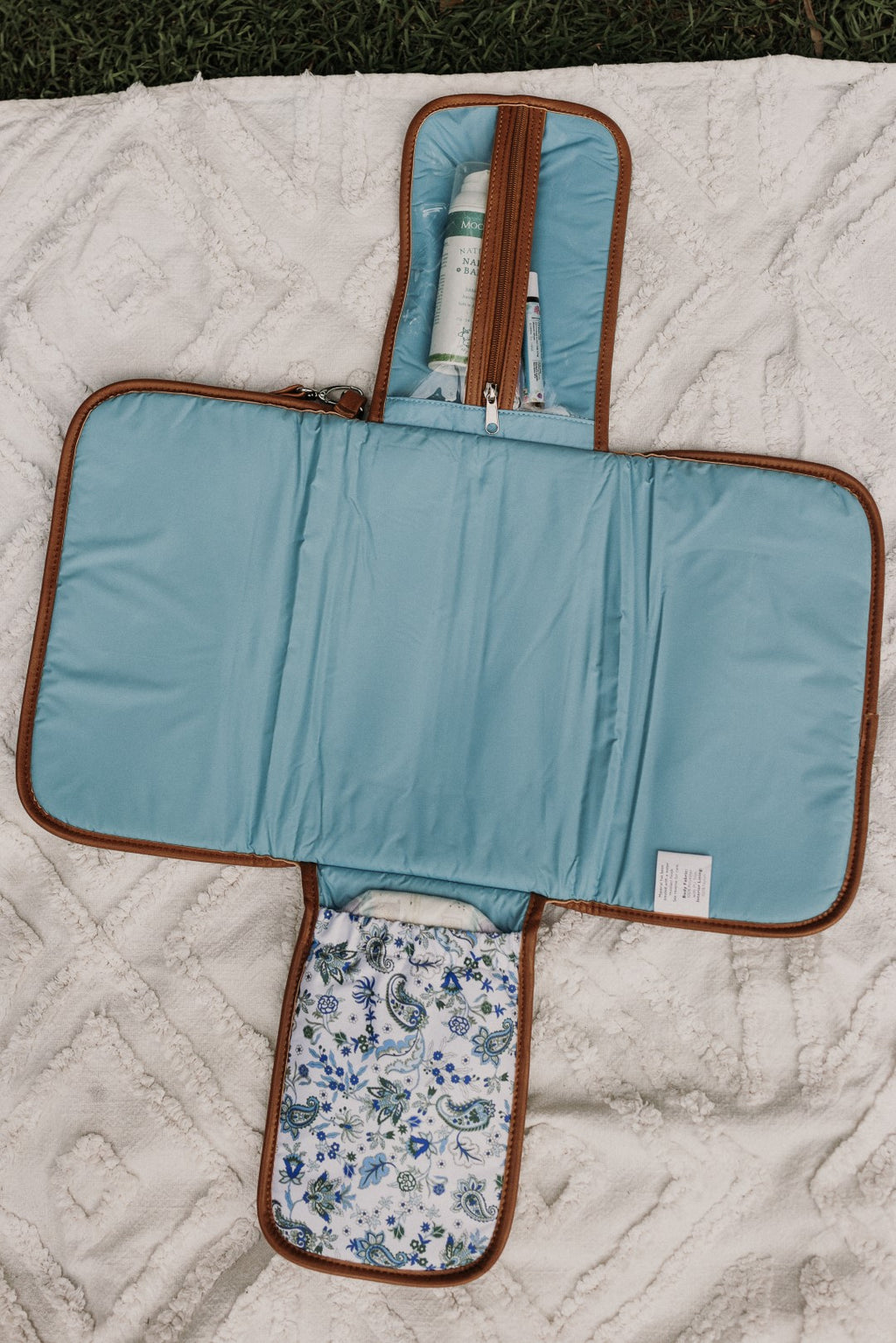 Change Clutch - Blue Paisley/Tan