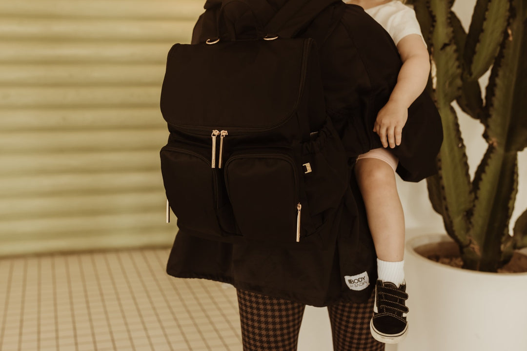 OiOi Nappy Backpack - Nylon Black/Gold