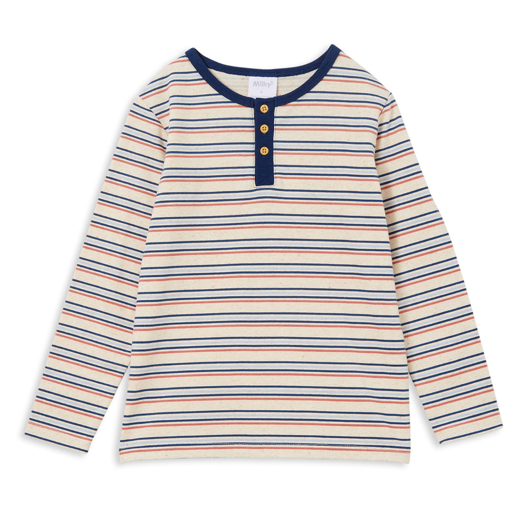 Milky Henley - Natural Stripe