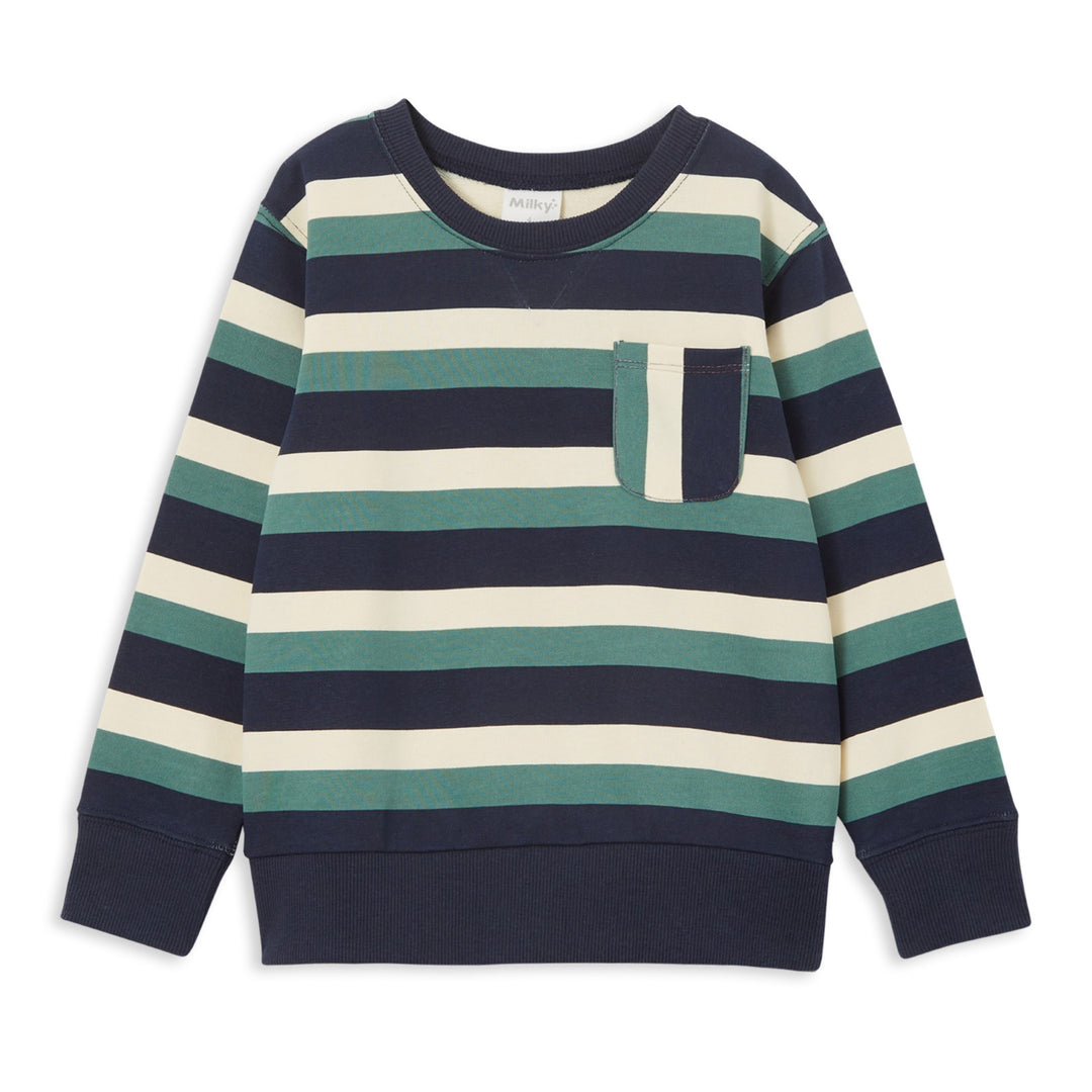 Milky Fleece Sweat - Block Stripe