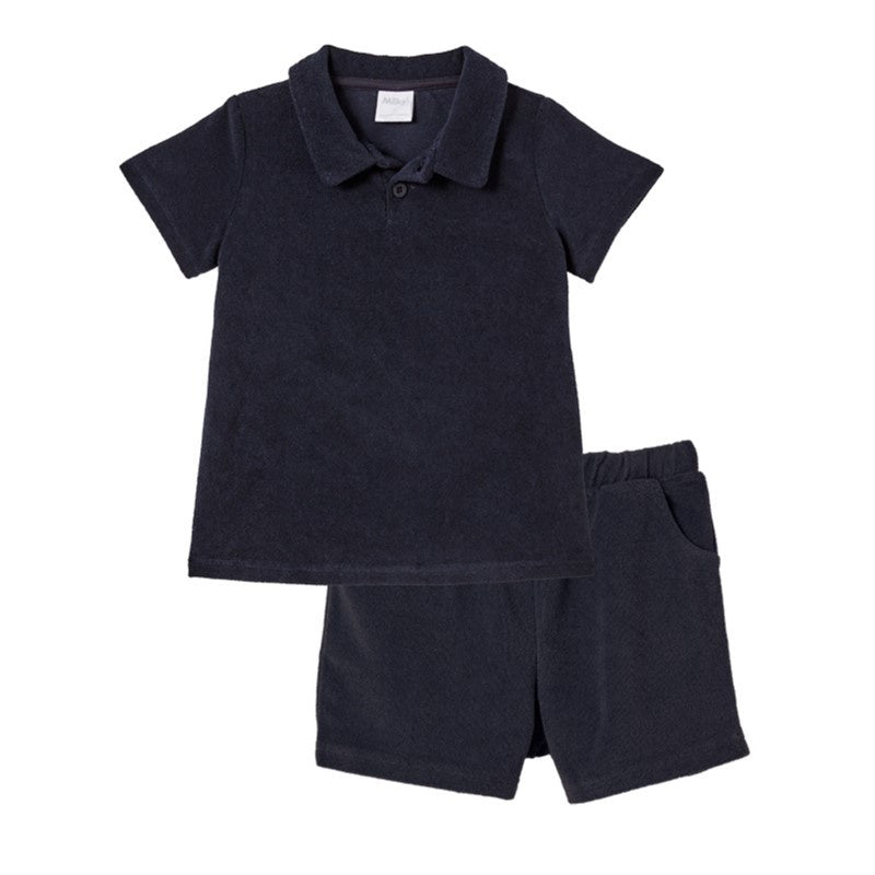 Milky Terry Towelling Set - Navy