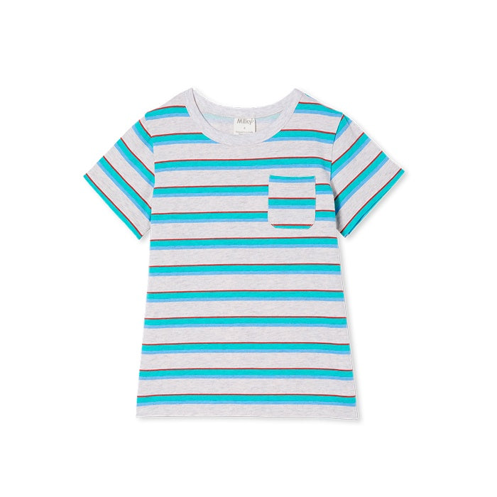 Milky Baby Green Stripe Tee - Green