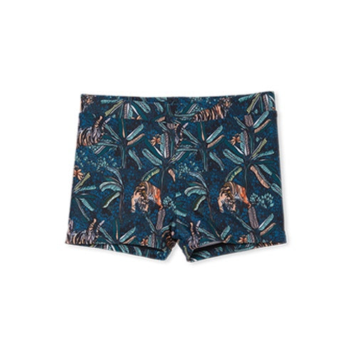 Milky Tiger Palm Swim Short - Hunter Green