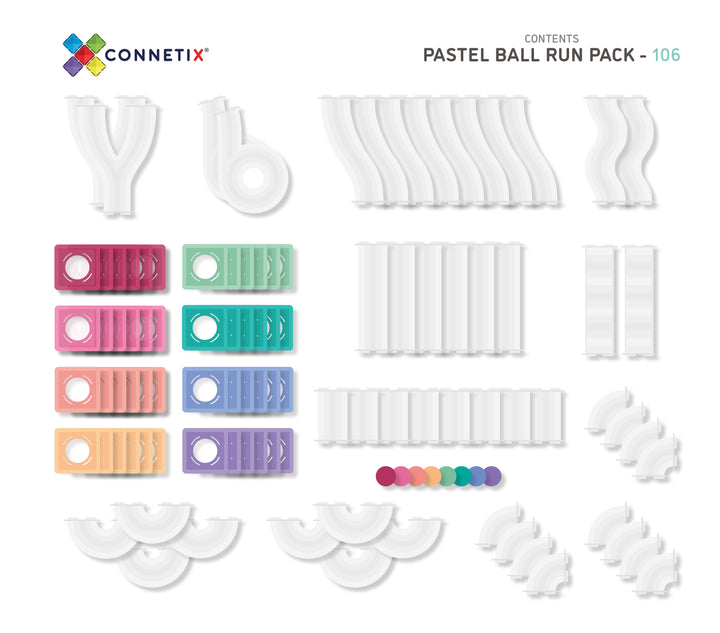 Connetix Tiles - 106 Piece Ball Run | Pastel