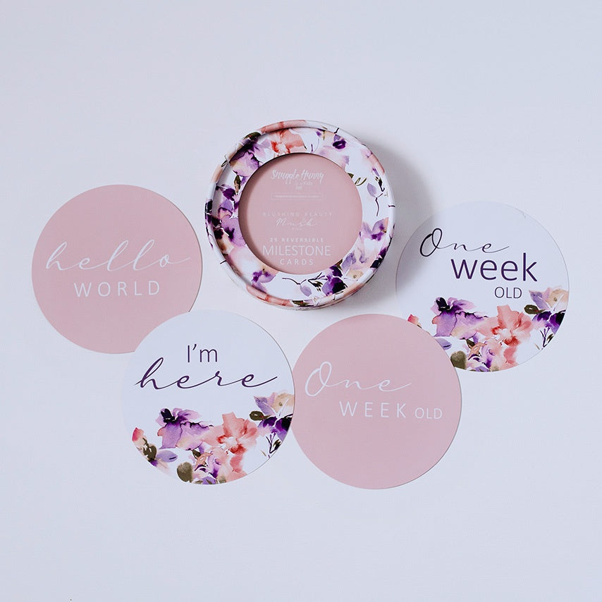Snuggle Hunny Reversible Milestone Cards - Blushing Beauty & Musk Pink