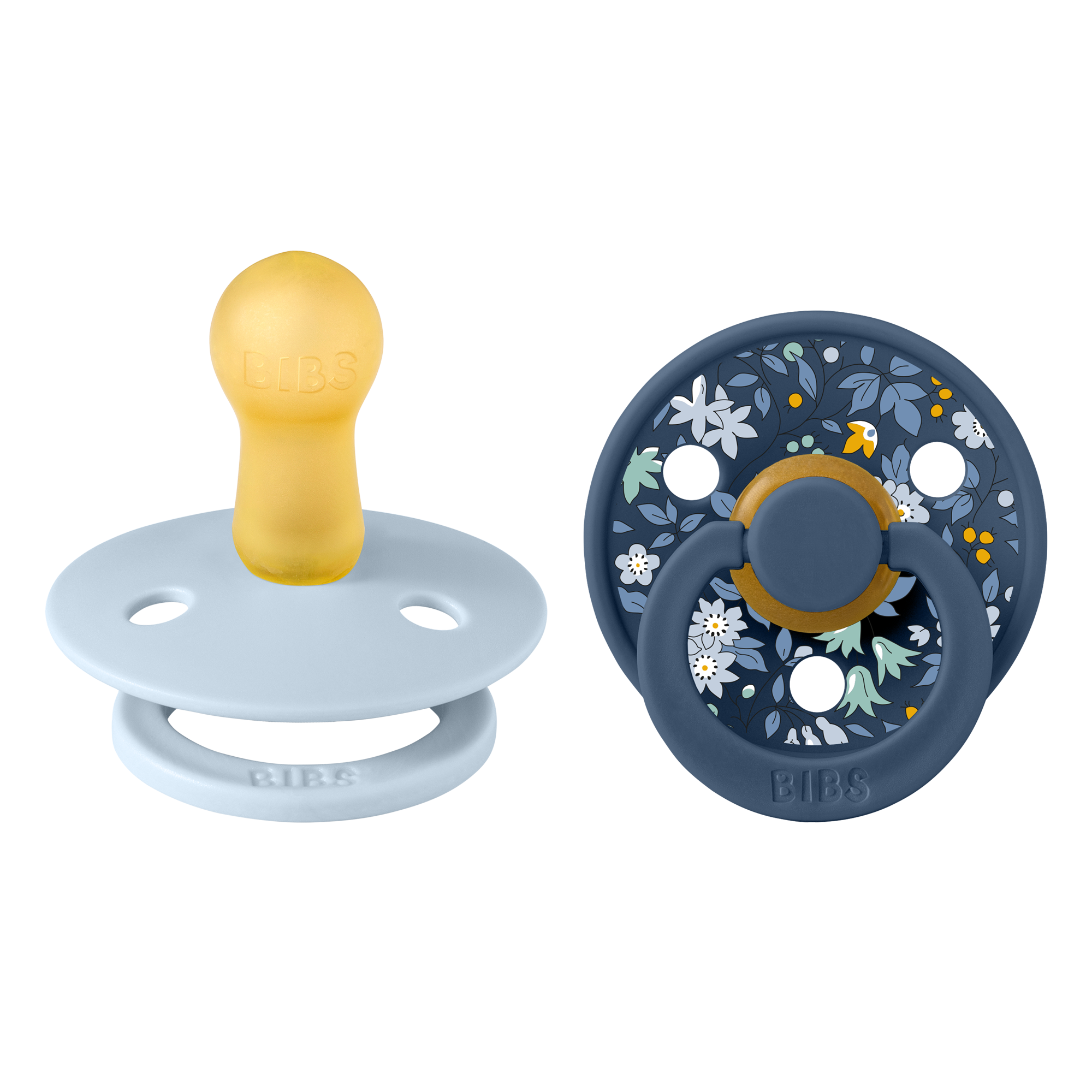 BIBS x Liberty Colour Pacifier 2 Pack - Chamomile Lawn Baby Blue/Steel Blue