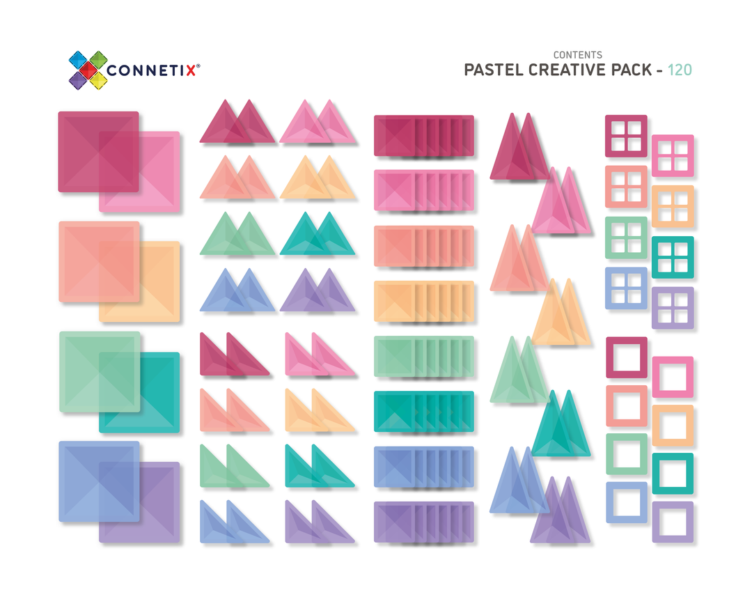 Connetix Tiles - 120 Piece Creative Set | Pastel
