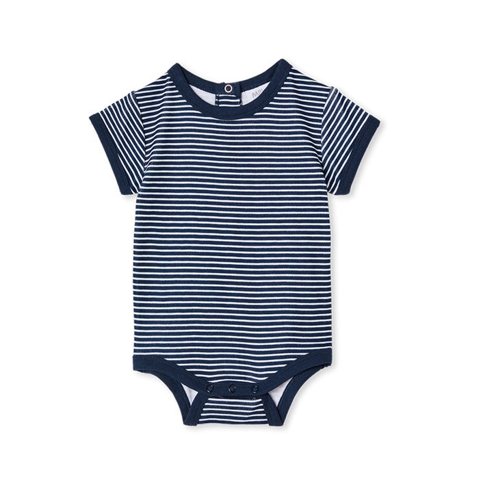 Milky Baby Navy Mini Stripe Bubbysuit