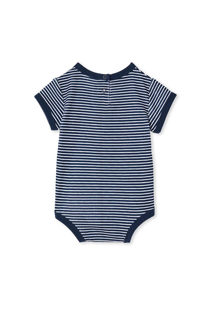 Milky Baby Navy Mini Stripe Bubbysuit